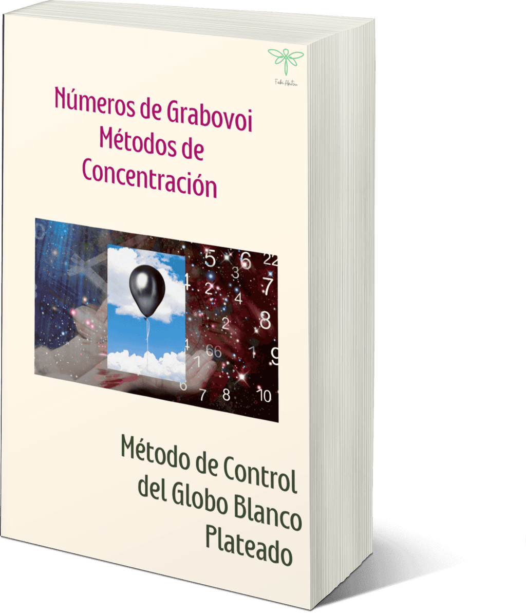 Portada del ebook Grabovoi Control Globo Blanco Plateado Método Concentración con globo blanco, fondo cósmico y secuencias numéricas energéticas.