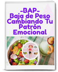 Portada del curso online BAP BAJA DE PESO SIN DIETAS! sanando Conflictos Emocionales con ilustración de ensalada saludable y figura femenina fitness. Ideal para quienes buscan perder peso emocional sin dietas mediante terapias alternativas.